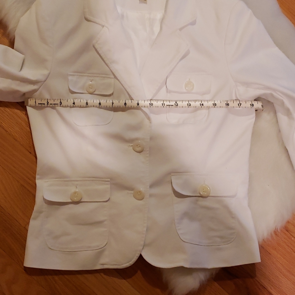 MERONA White Two Button Summer Spring Office Casual Patch Pocket Blazer Jacket M - Picture 6 of 8
